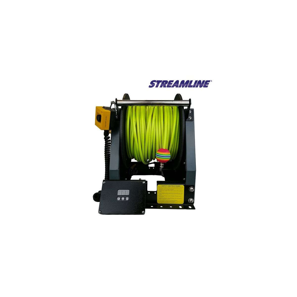 Item Gebrauchsfertige elektrische Powerdrive™-Schlauchtrommel, ausgestattet mit 100 m 6 mm Streamline® HIVIZ-Schlauch