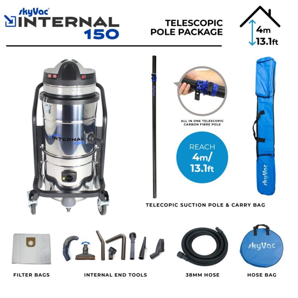 Item skyVac Internal 150 Kit 12 m ineinander greifende Saugabschnitte