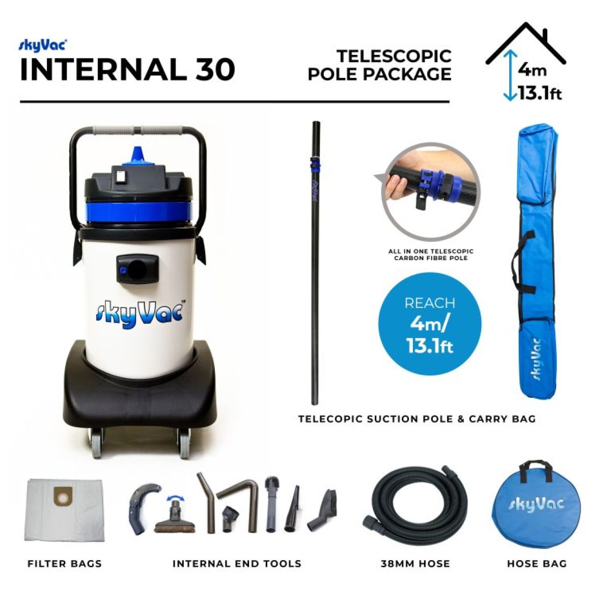 Item skyVac® Internal 30 Kit 6 m ineinander greifende Saugabschnitte