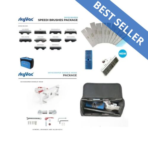 image SKYVAC® Skyscraper® FULL KIT Doppelkopf, 10 Speedi-Bürsten, 11 Klingen + 2 Bürsten