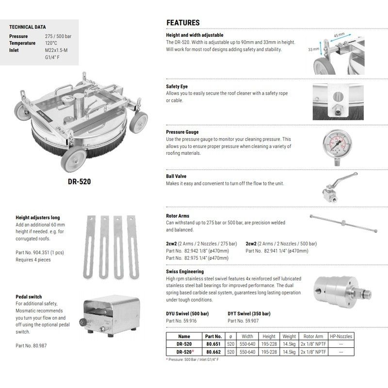 Mosmatic DR-520 Dachreiniger - M22x1,5 M - 275 bar
