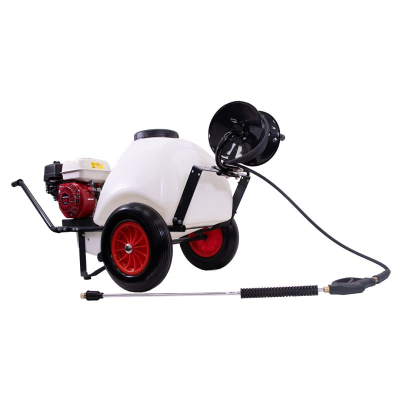 Item 120L Schubkarren-Hochdruckreiniger mit Honda-Motor 12 L/min 150 bar mit 15 m Schlauchtrommel