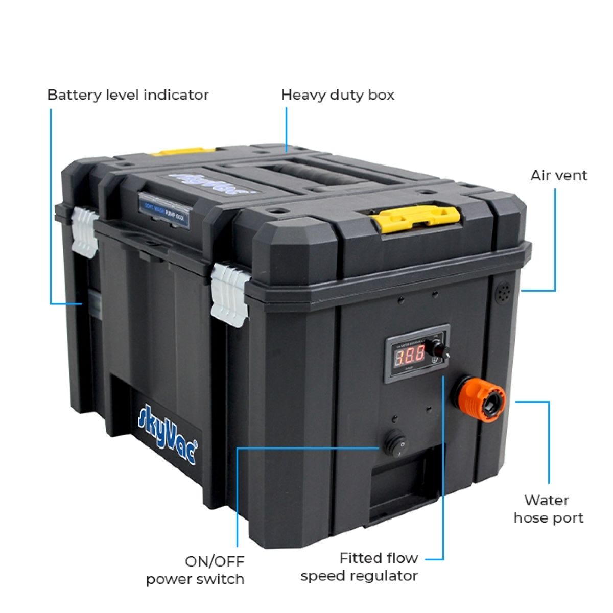 Kastenpumpe 4,8 bar 8,3 LPM auf 12 V Batterie (50 Ah)